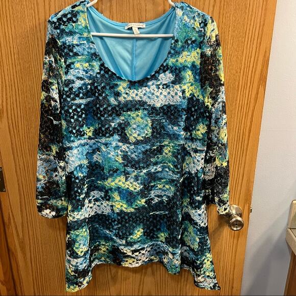 Notations Watercolor Crochet Lace Multicolor Top Women's Size XL - Picture 1 of 4